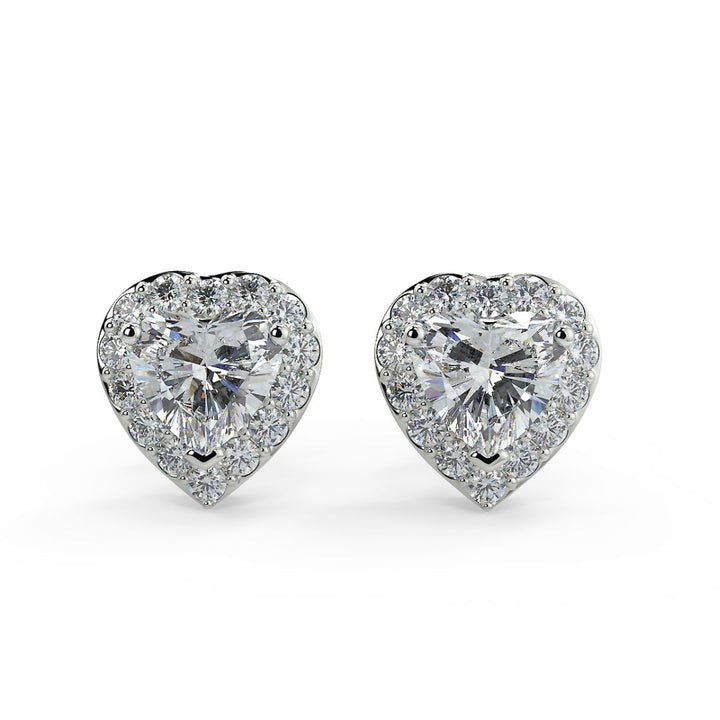 Heart-Shaped Halo Lab-Grown Diamond Earrings