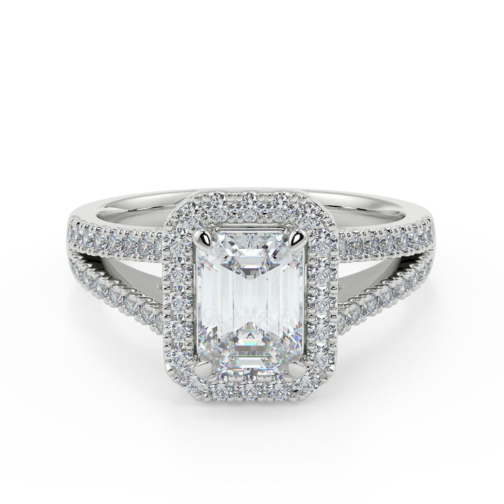 Emerald-Cut Lab-Grown Diamond Split-Shank Ring