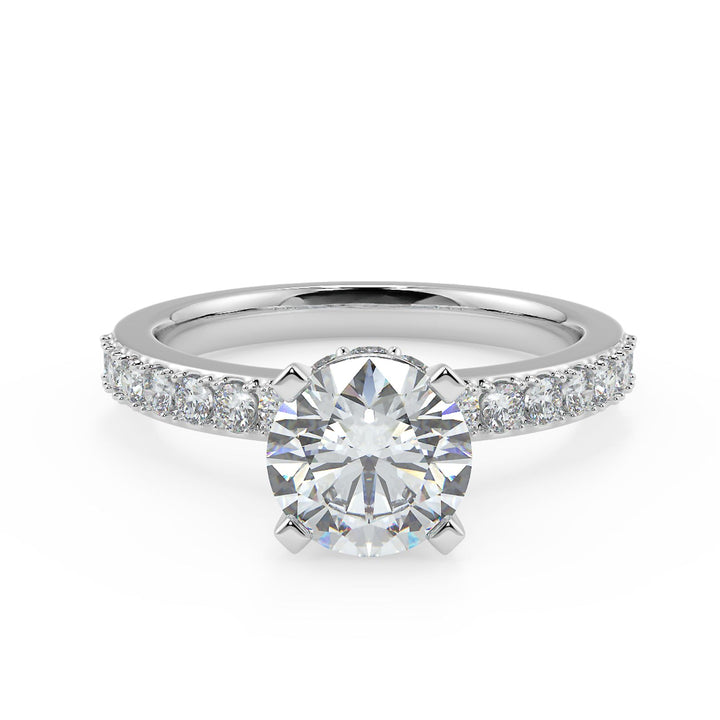 Lab-Grown Diamond Ring with Hidden Halo and Pave Setting