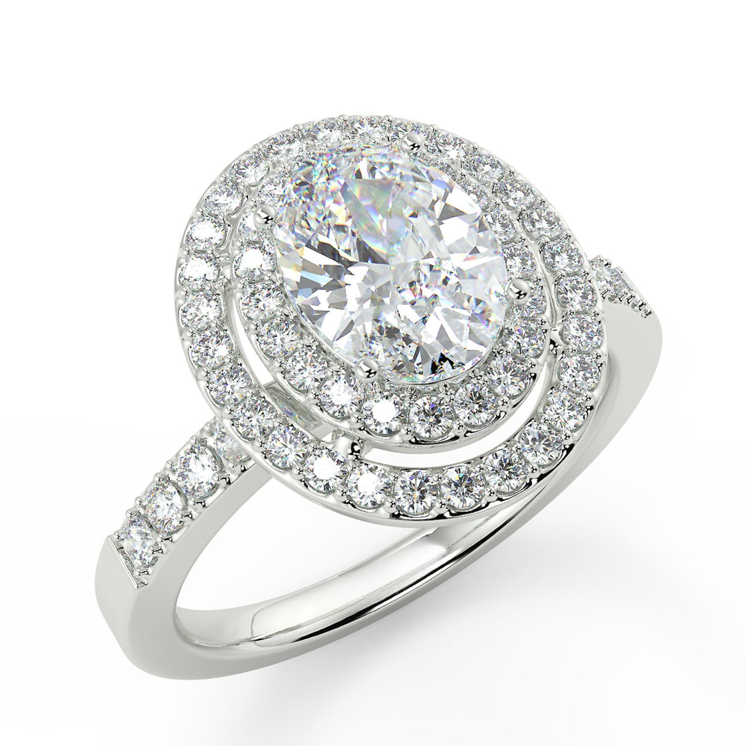 Double Halo Lab-Grown Oval Cut Diamond Ring