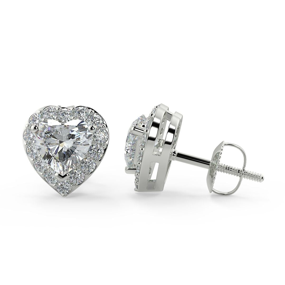 Heart-Shaped Halo Lab-Grown Diamond Earrings