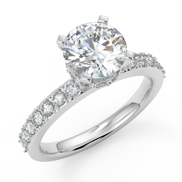 Lab-Grown Diamond Ring with Hidden Halo and Pave Setting