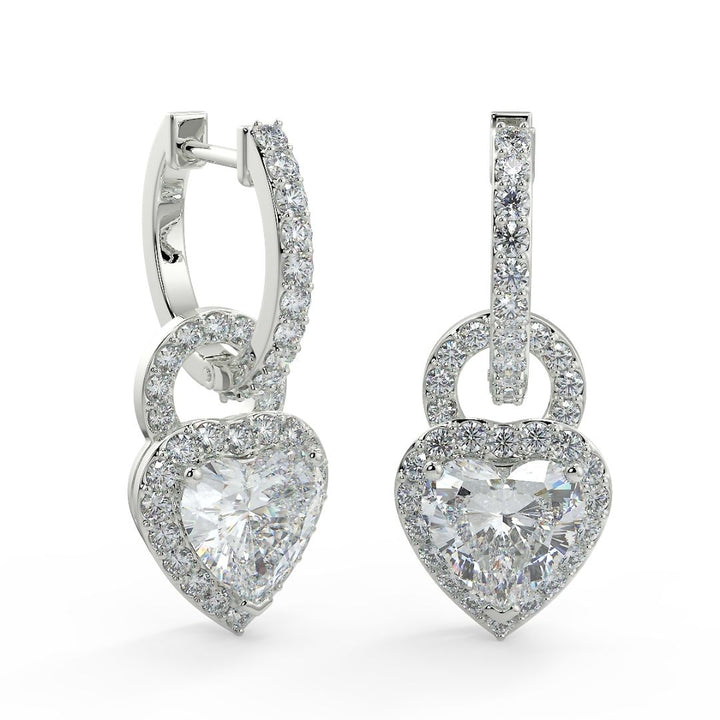 Romantic Heart Lab-Grown Diamond Drop Earrings