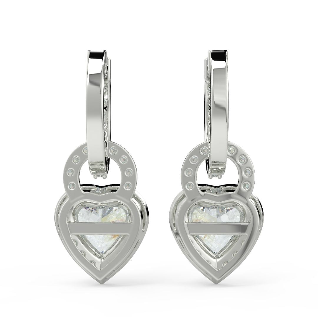 Romantic Heart Lab-Grown Diamond Drop Earrings