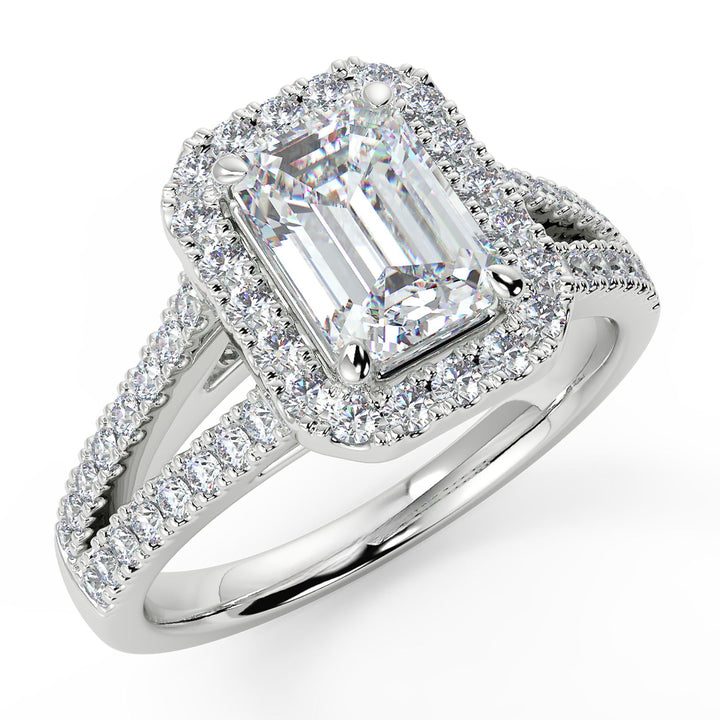 Emerald-Cut Lab-Grown Diamond Split-Shank Ring