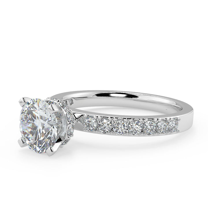 Lab-Grown Diamond Ring with Hidden Halo and Pave Setting