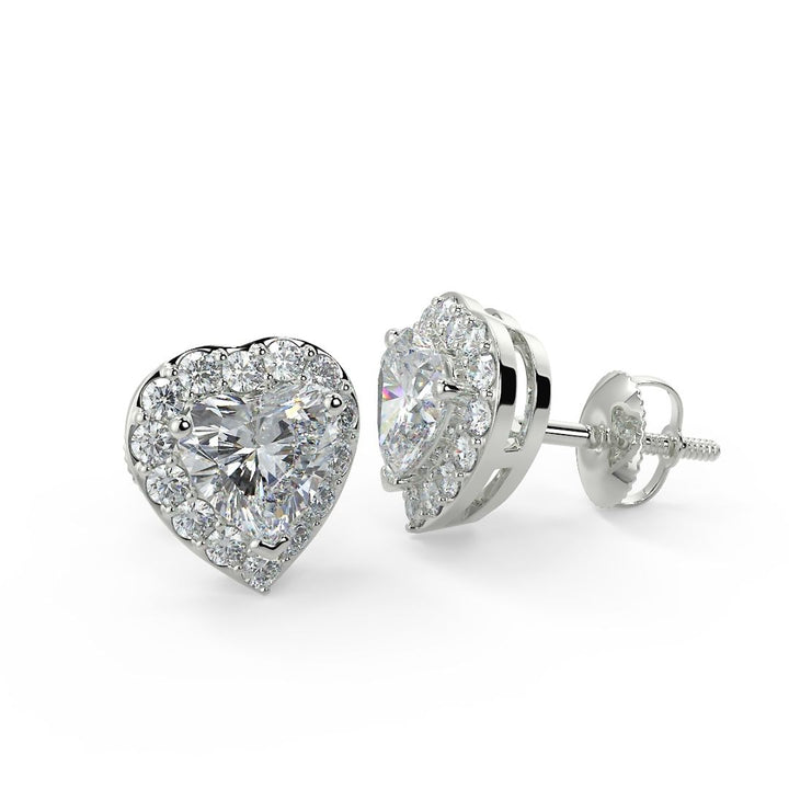 Heart-Shaped Halo Lab-Grown Diamond Earrings