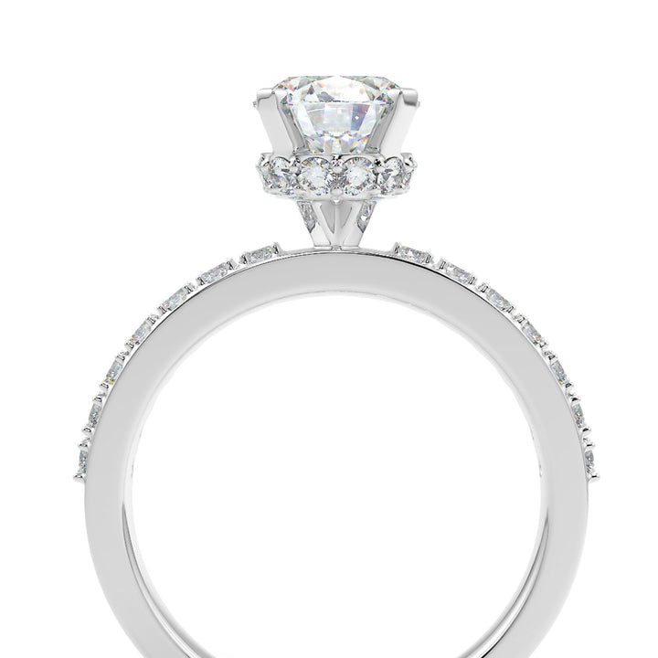 Lab-Grown Diamond Ring with Hidden Halo and Pave Setting