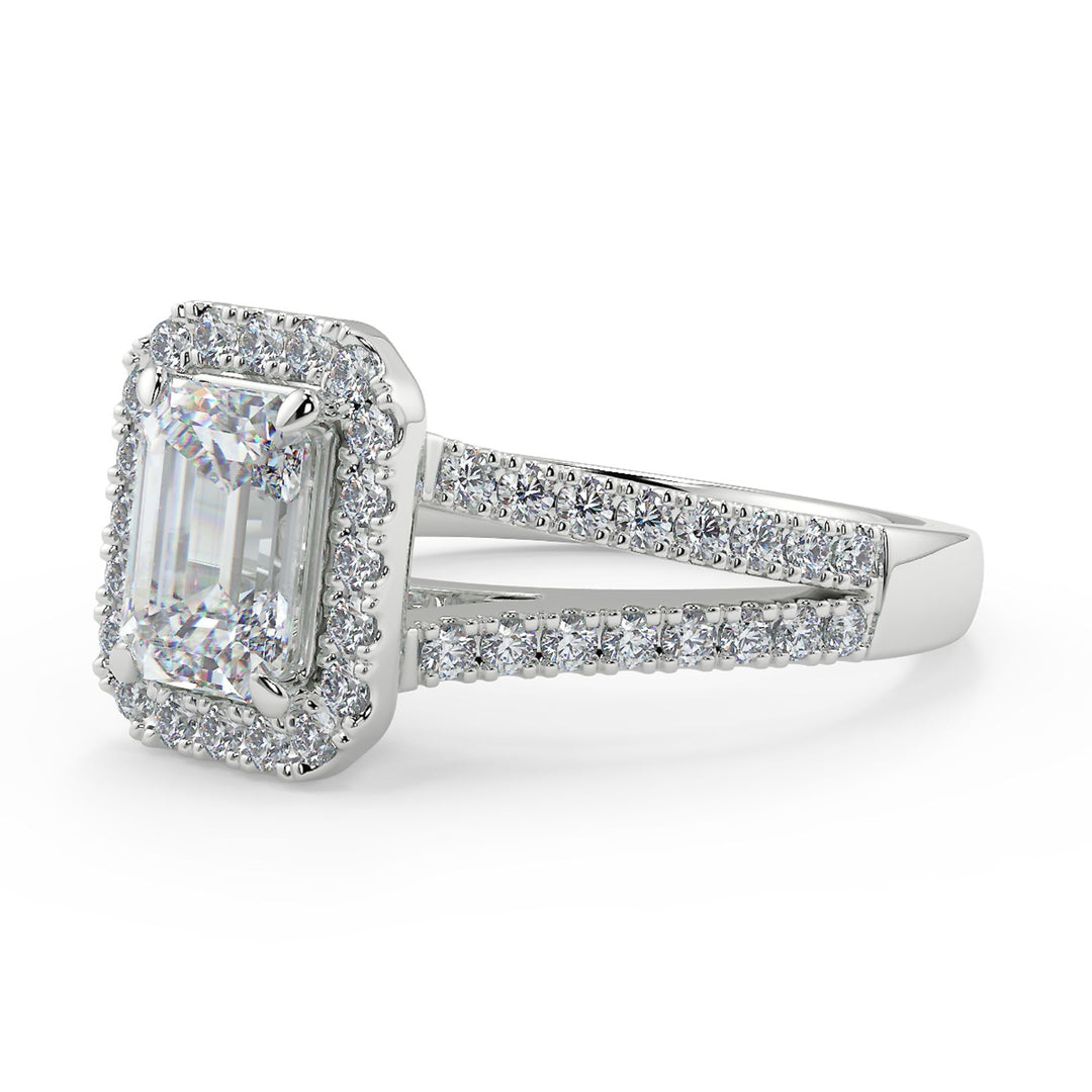 Emerald-Cut Lab-Grown Diamond Split-Shank Ring