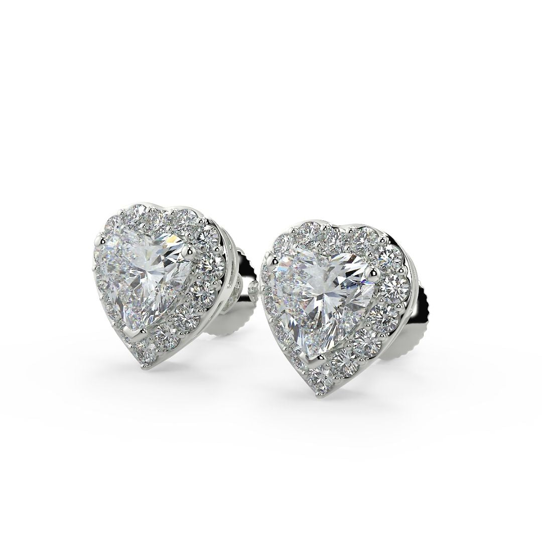 Heart-Shaped Halo Lab-Grown Diamond Earrings