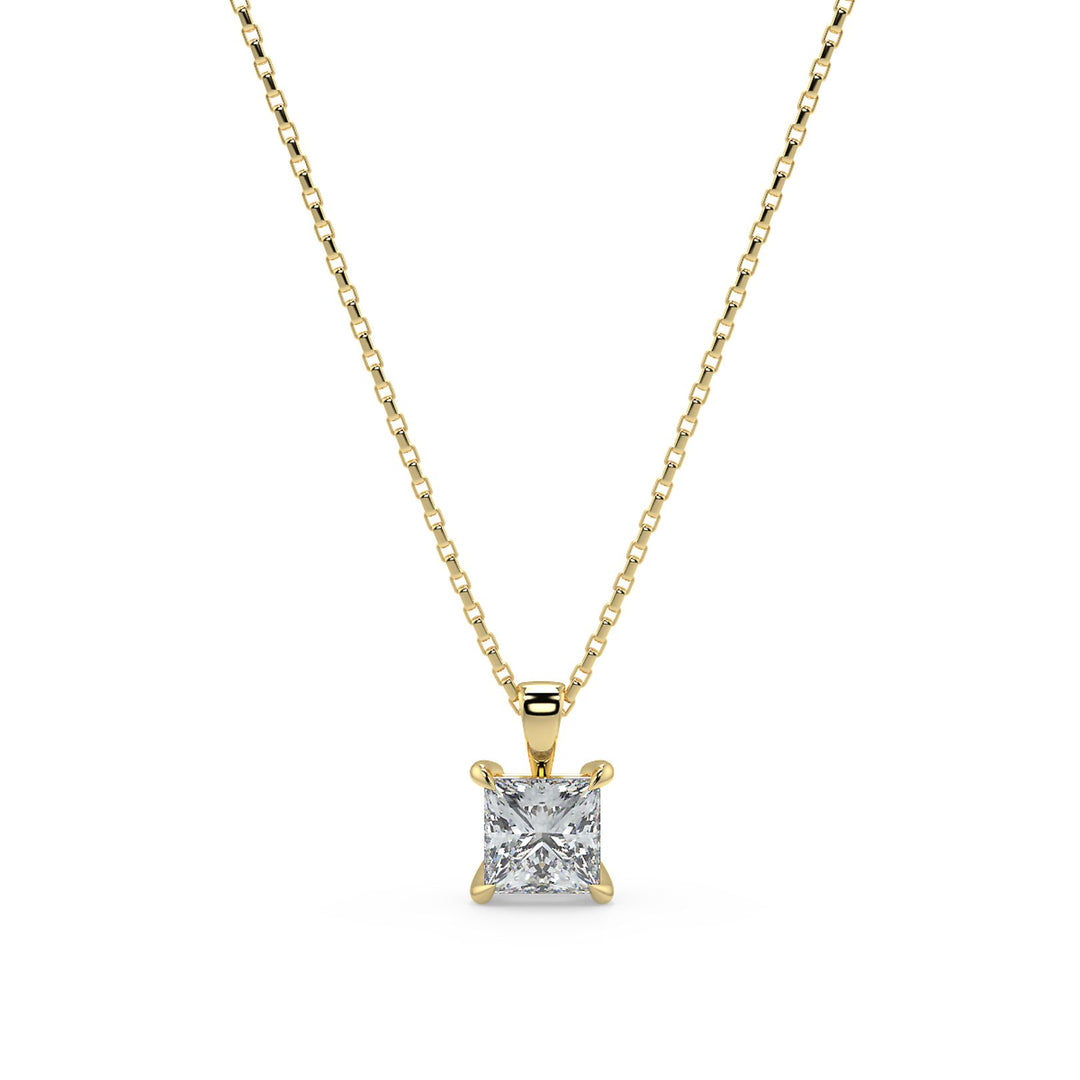 Princess Cut Diamond Pendant Necklace