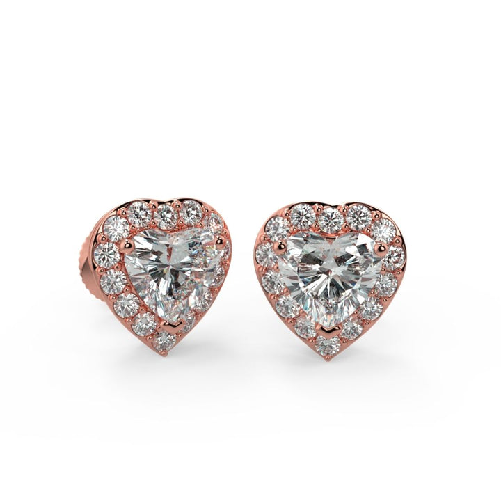 Heart-Shaped Halo Lab-Grown Diamond Earrings