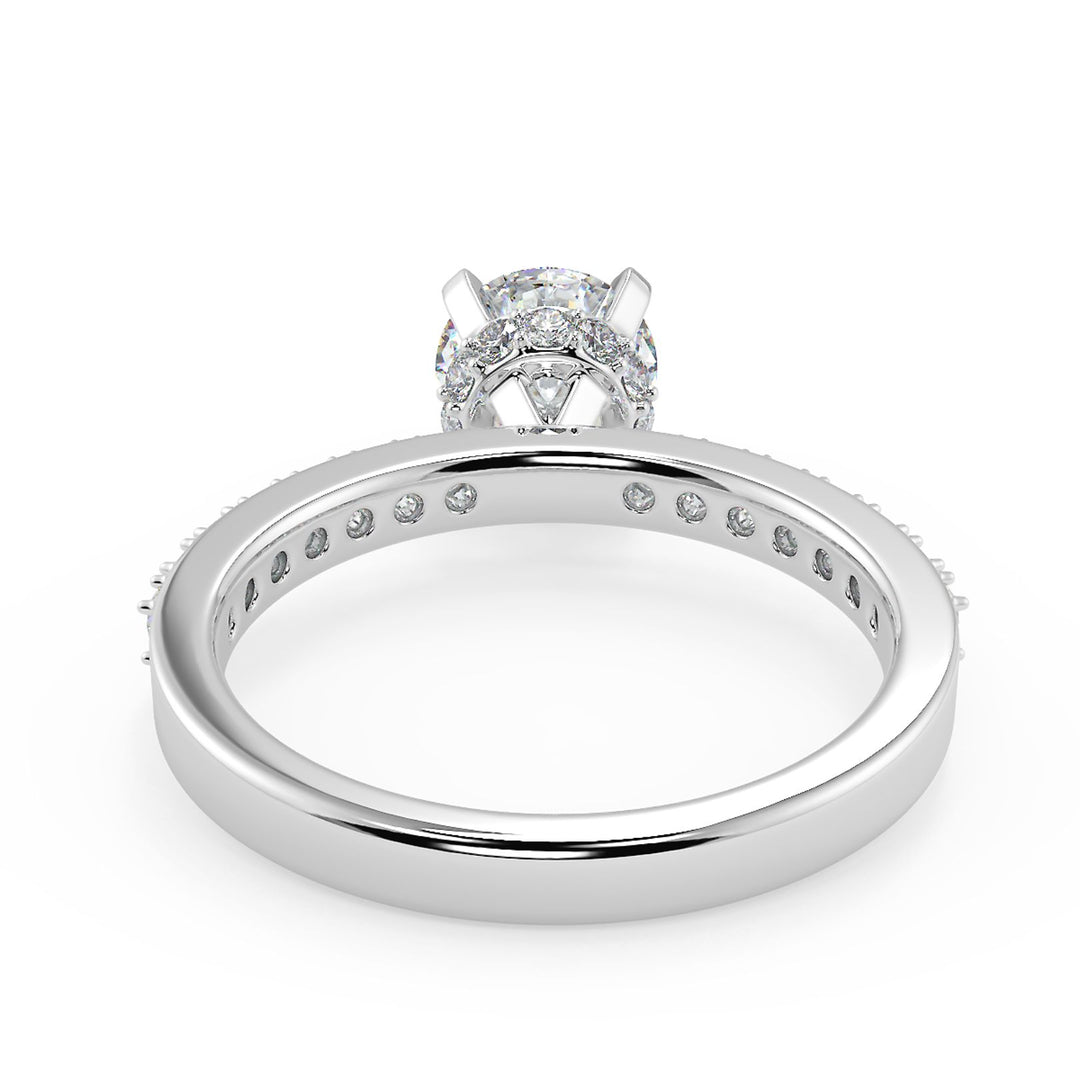 Lab-Grown Diamond Ring with Hidden Halo and Pave Setting