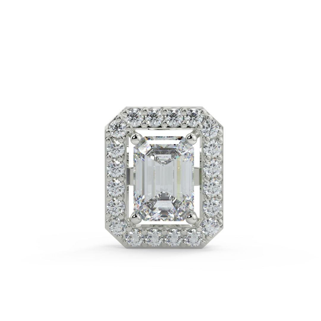 Classic Emerald-Cut Halo Lab-Grown Diamond Stud Earrings