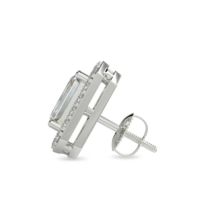 Classic Emerald-Cut Halo Lab-Grown Diamond Stud Earrings