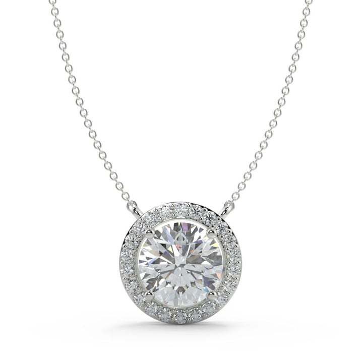 Round Lab-Grown Diamond Halo Pendant