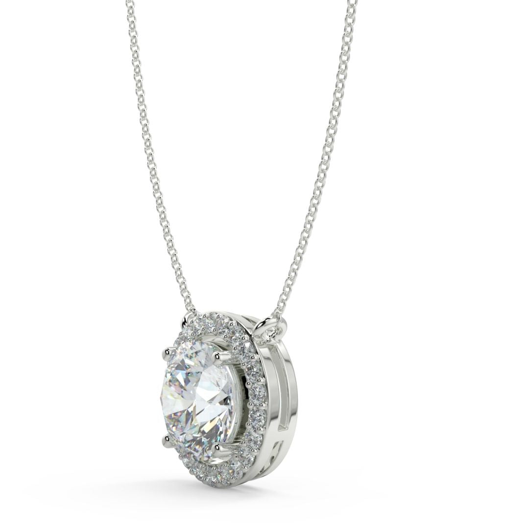 Round Lab-Grown Diamond Halo Pendant