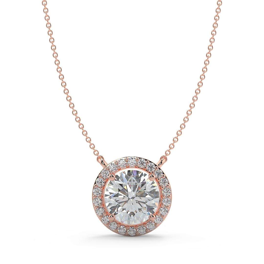 Round Lab-Grown Diamond Halo Pendant