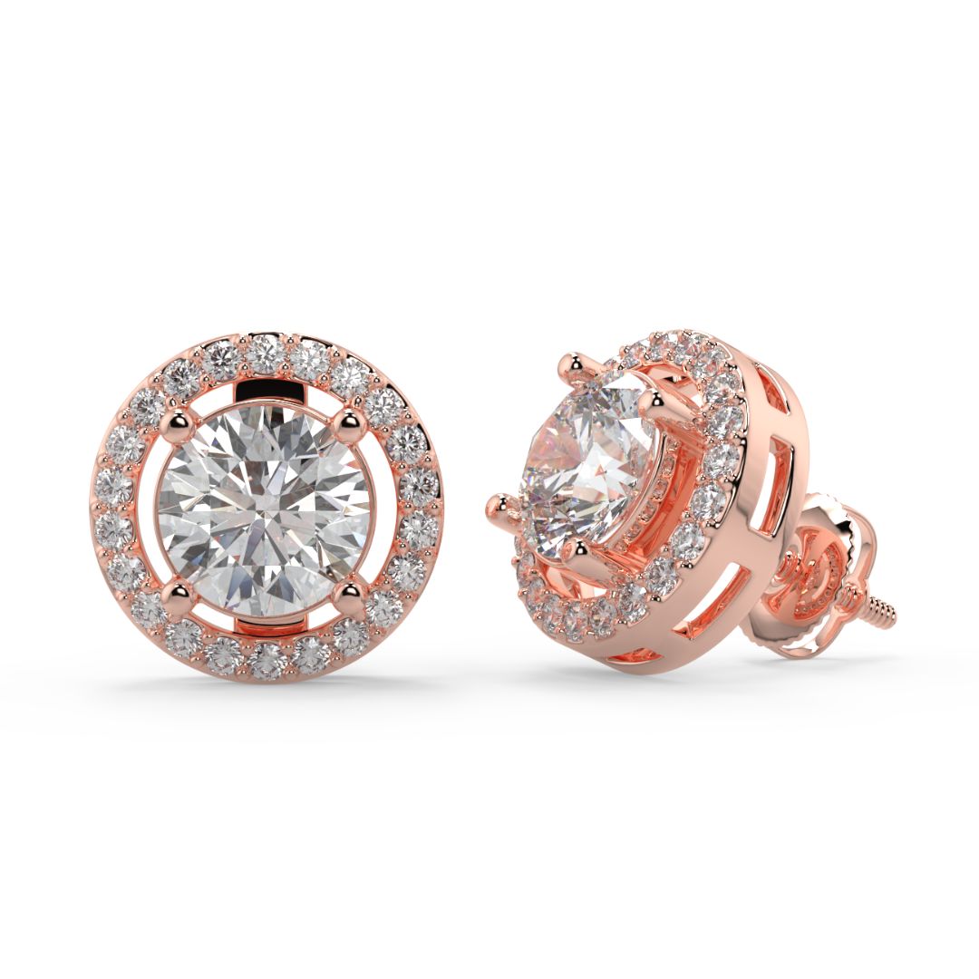 Halo Lab-Grown Diamond Stud Earrings