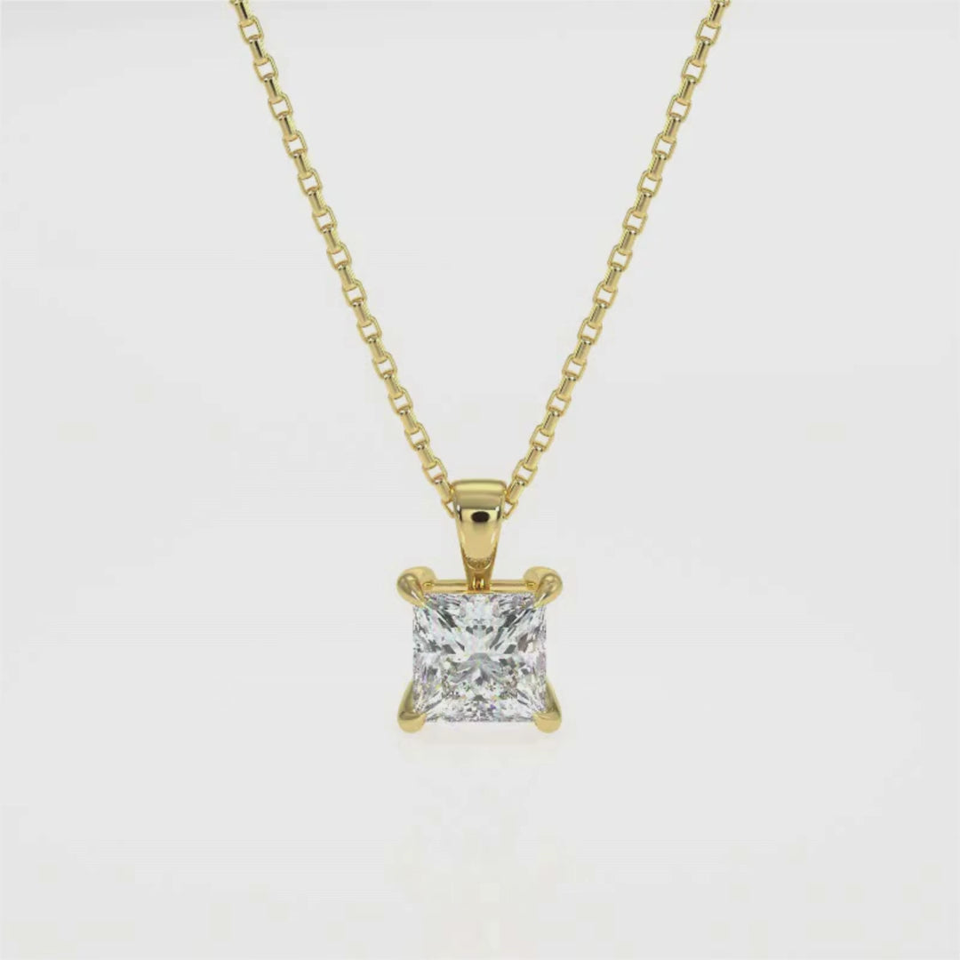 Princess Cut Diamond Pendant Necklace