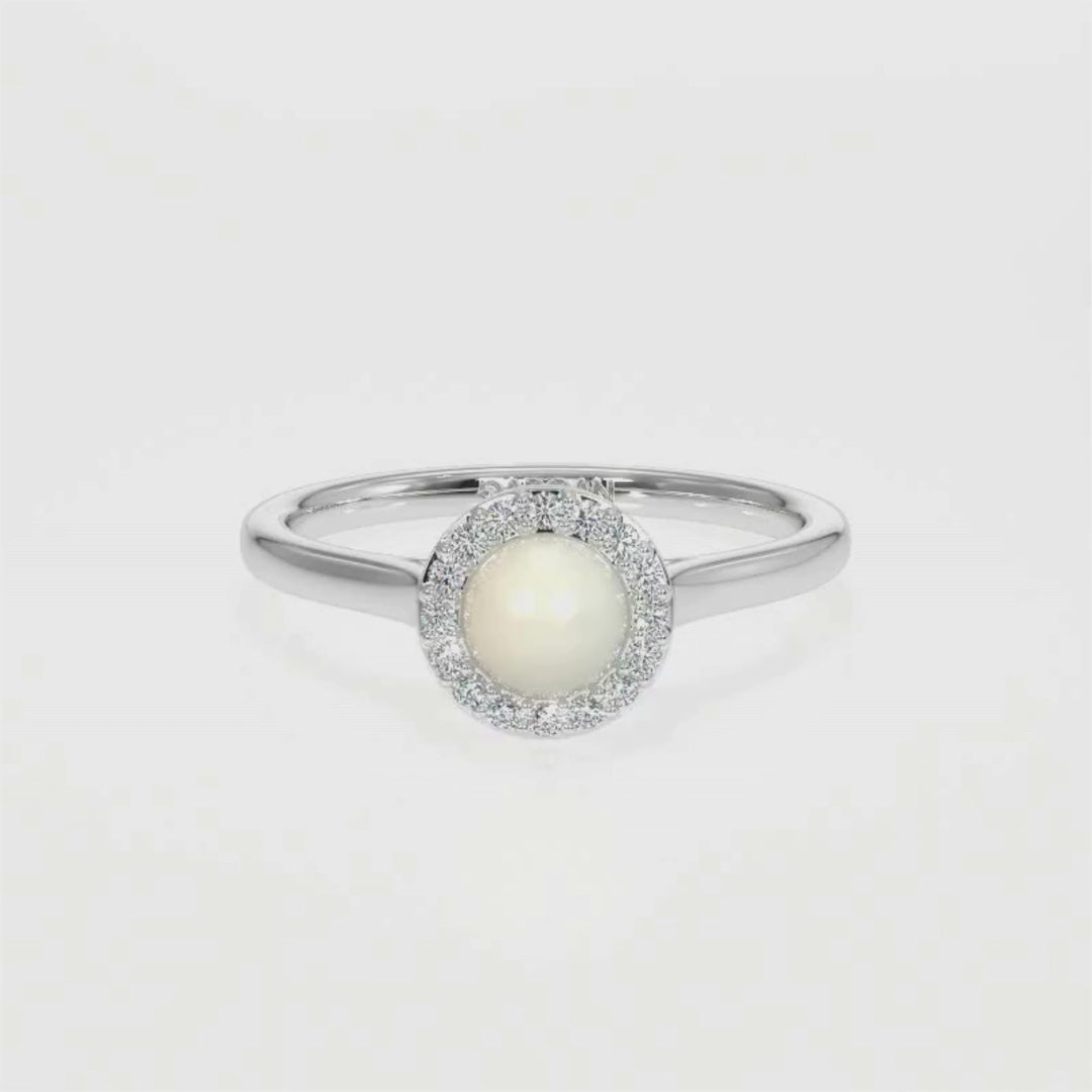 Elegant Pearl Halo Ring