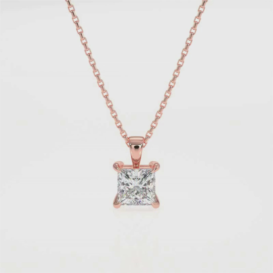 Princess Cut Diamond Pendant Necklace