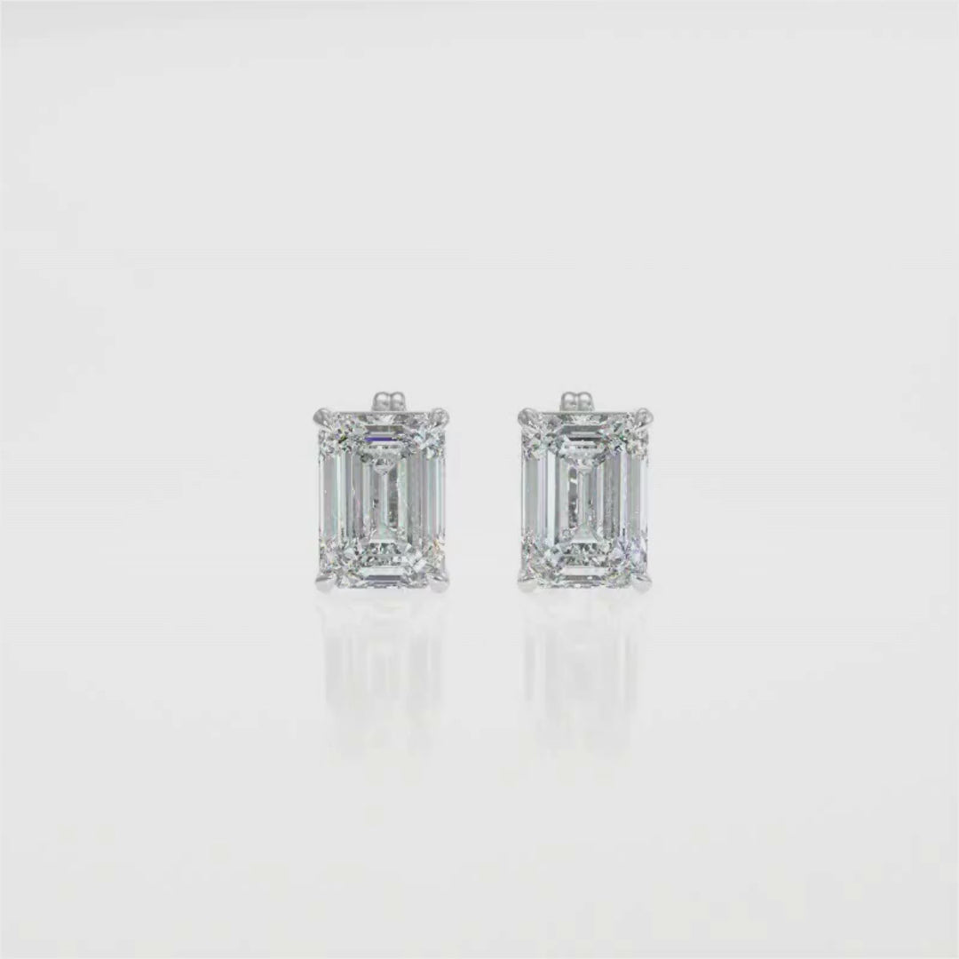 Emerald-Cut Diamond Stud Earrings