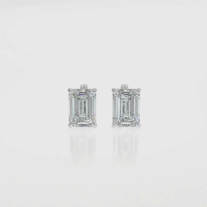 Emerald-Cut Diamond Stud Earrings