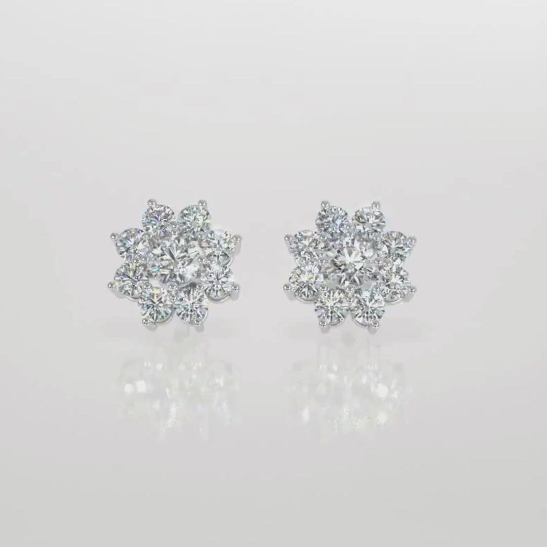 Brilliant Cluster Lab-Grown Diamond Stud Earrings