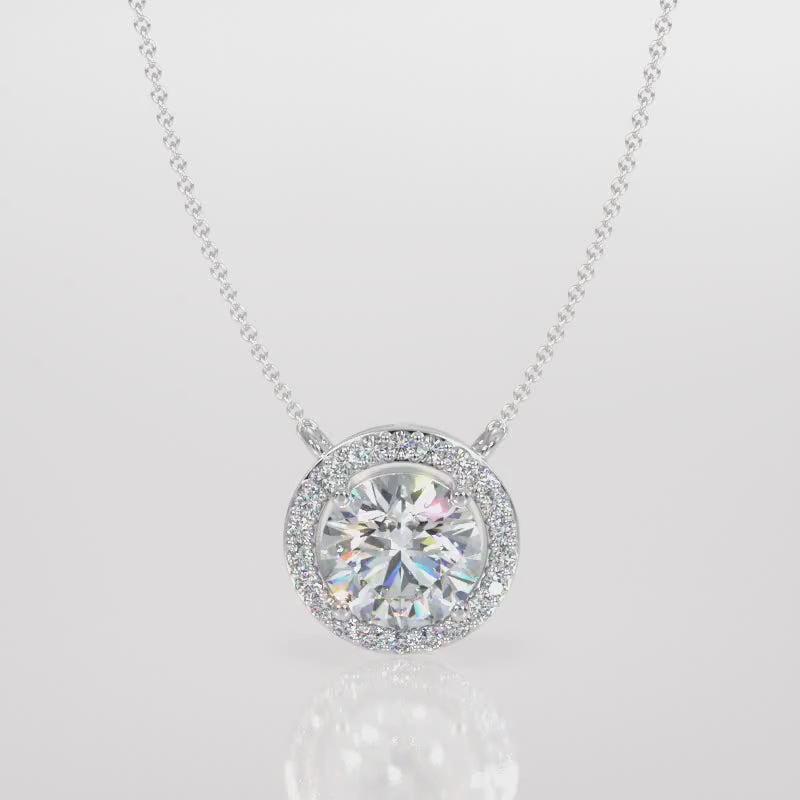 Round Lab-Grown Diamond Halo Pendant