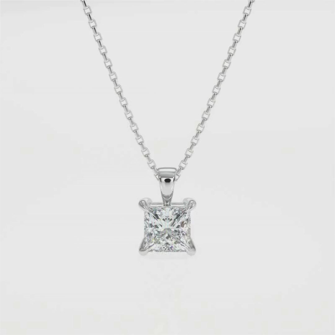 Princess Cut Diamond Pendant Necklace