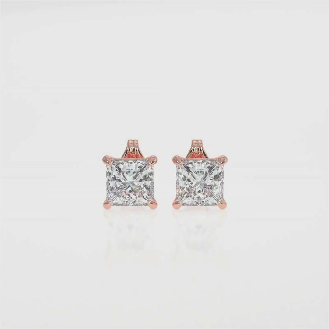 Princess-Cut Diamond Stud Earrings