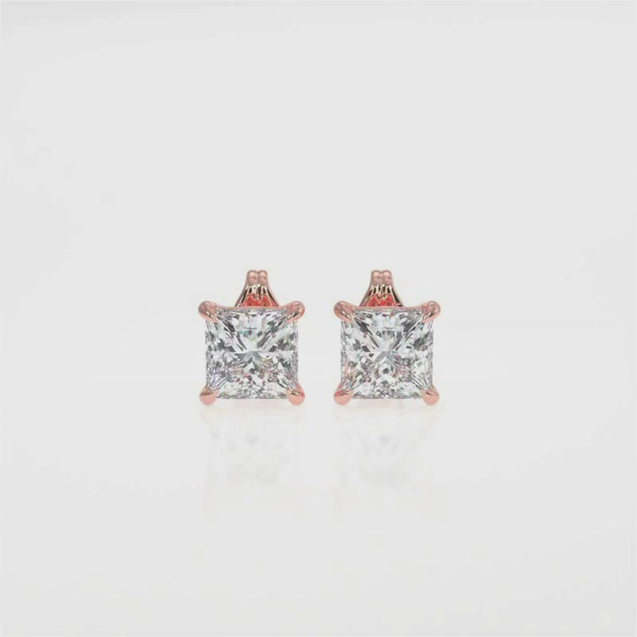 Princess-Cut Diamond Stud Earrings