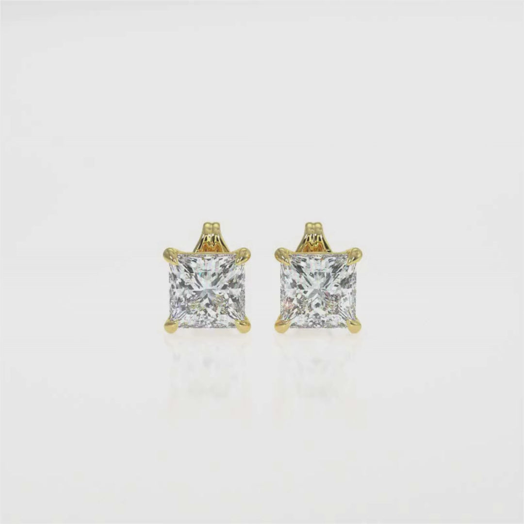 Princess-Cut Diamond Stud Earrings