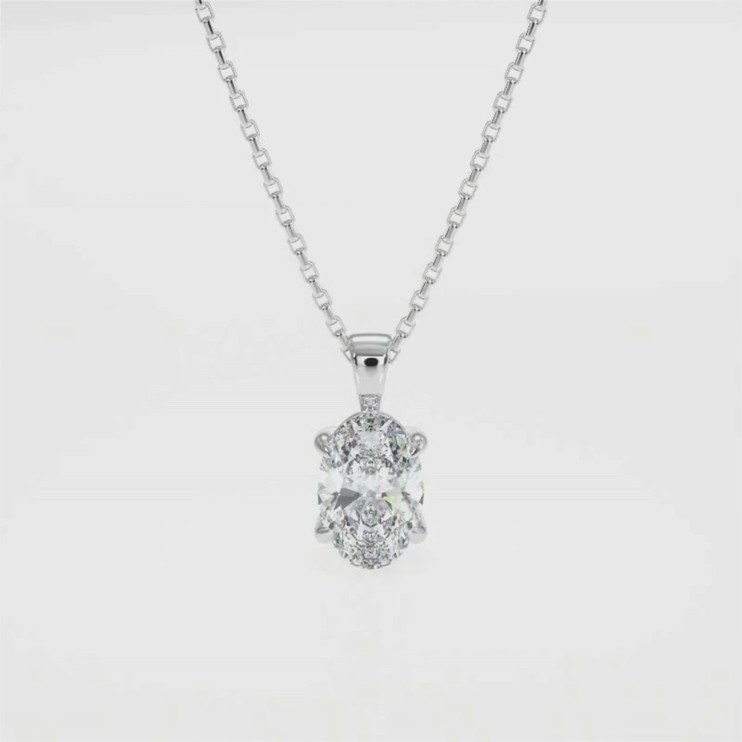 Oval Cut Diamond Pendant Necklace