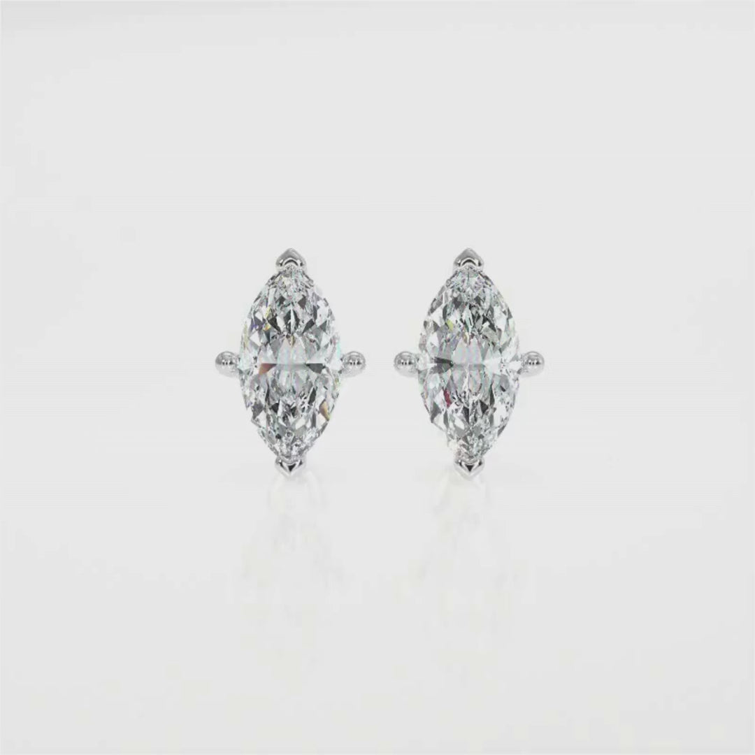 Marquise-Cut Diamond Stud Earrings