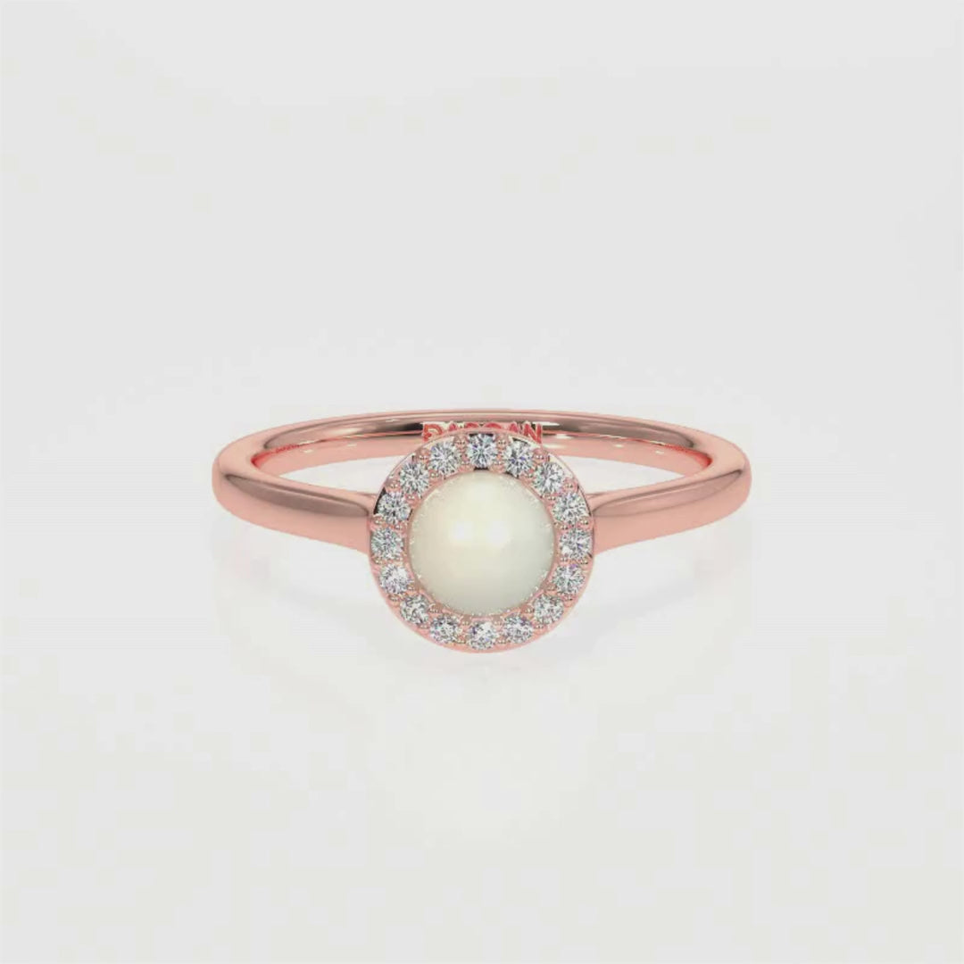 Elegant Pearl Halo Ring