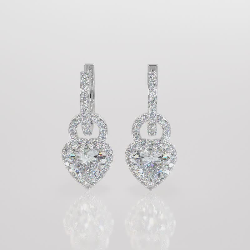 Romantic Heart Lab-Grown Diamond Drop Earrings