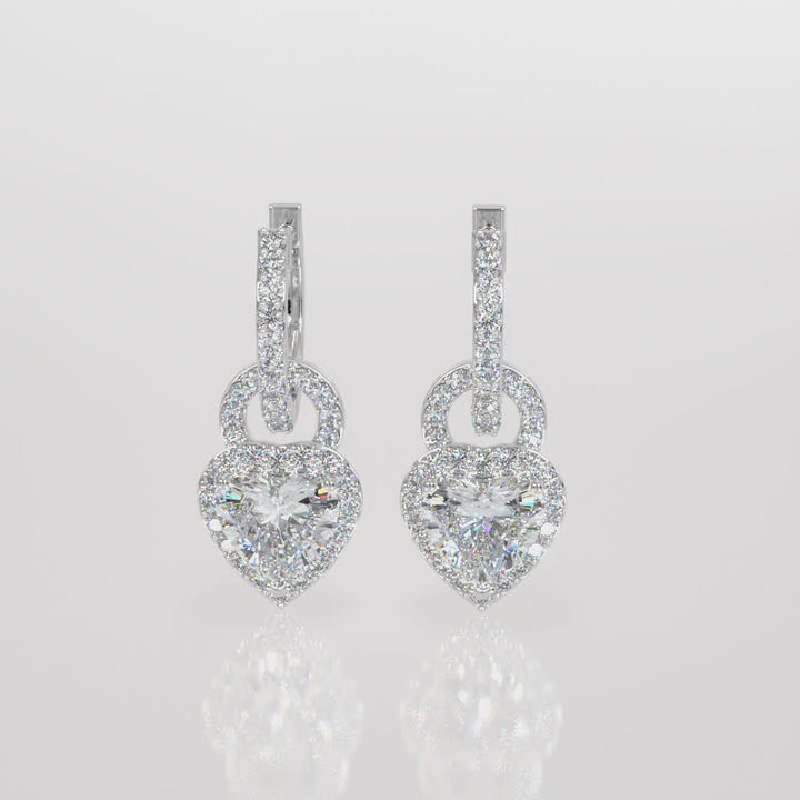 Romantic Heart Lab-Grown Diamond Drop Earrings