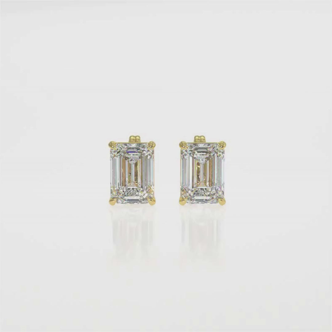 Emerald-Cut Diamond Stud Earrings