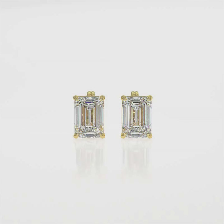 Emerald-Cut Diamond Stud Earrings