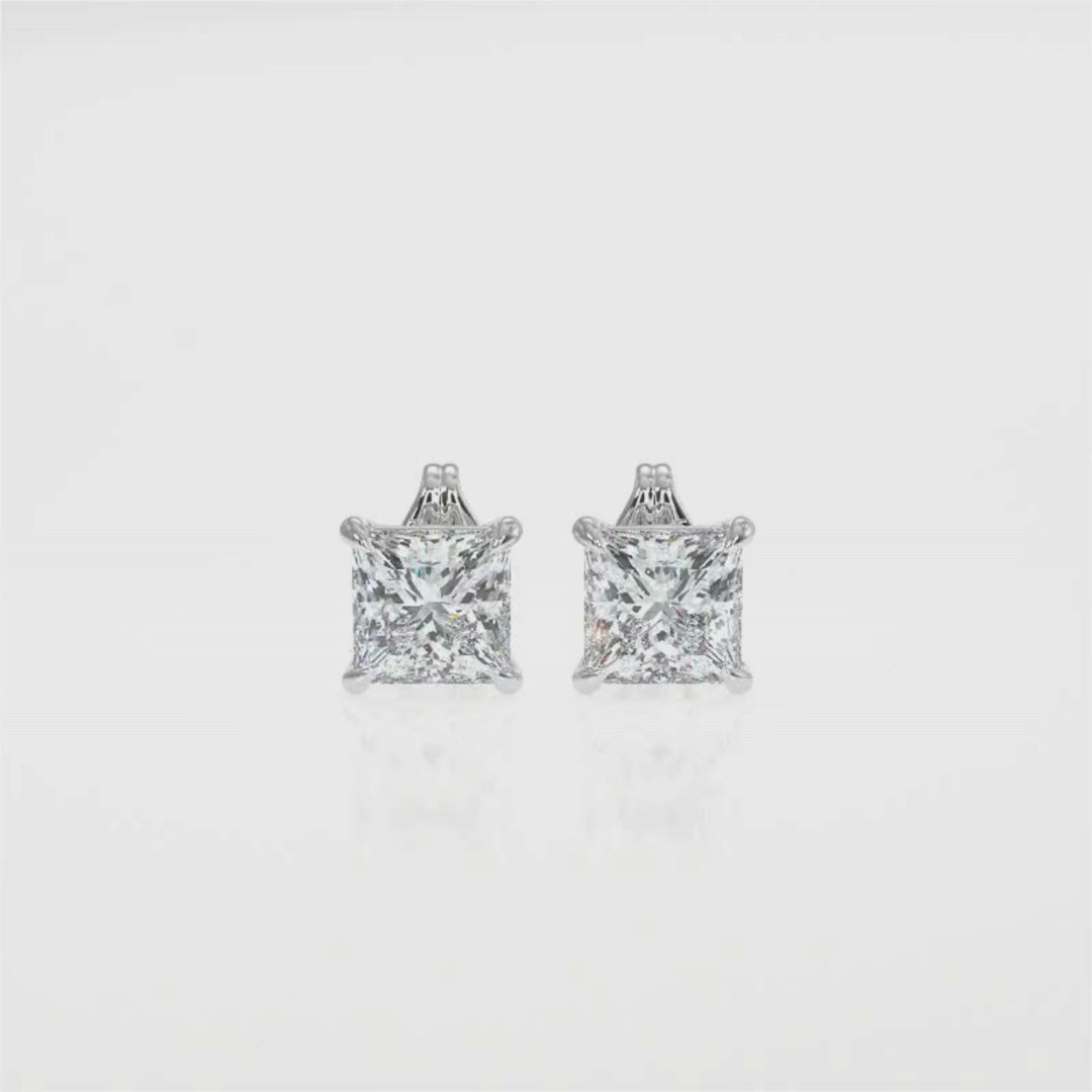 Princess-Cut Diamond Stud Earrings