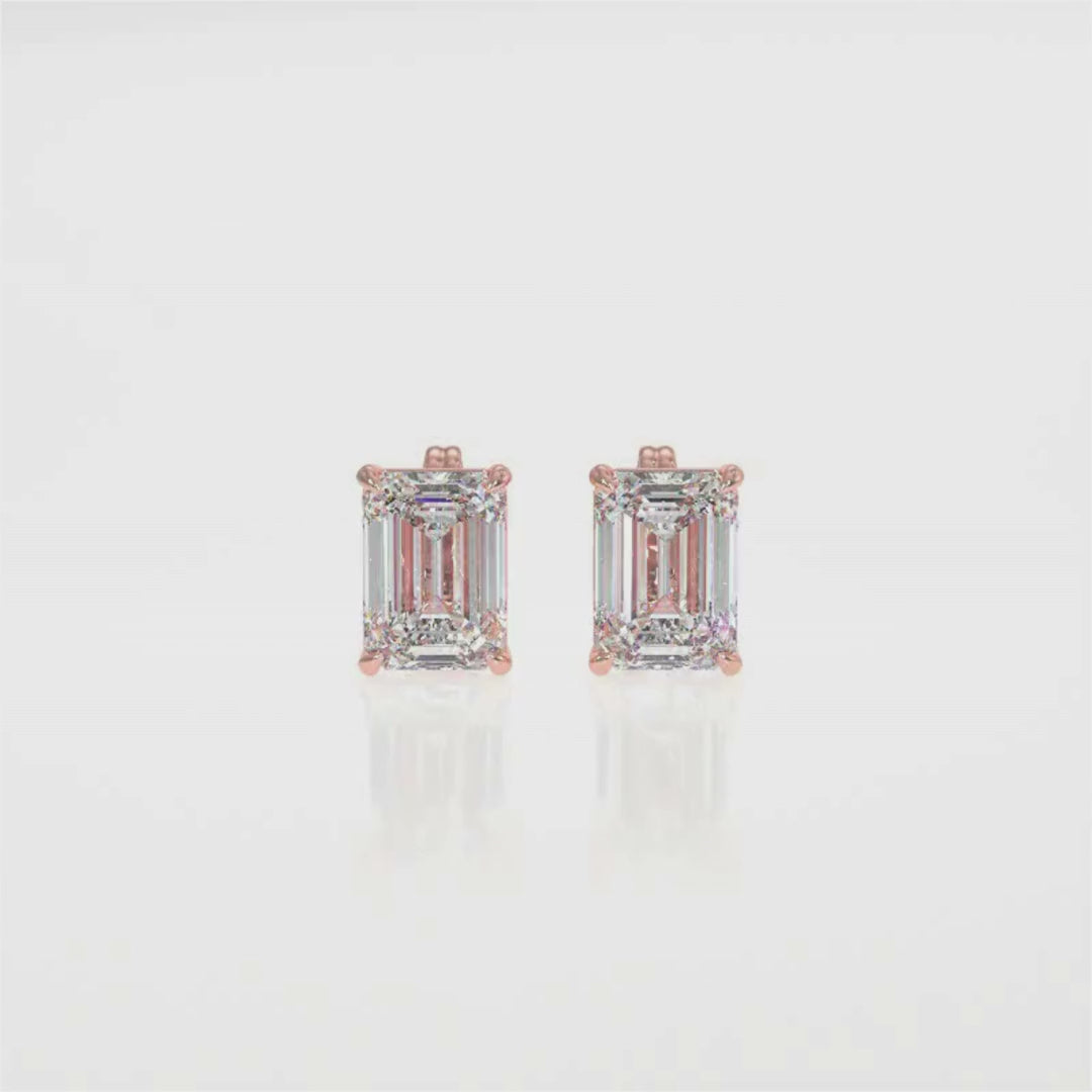 Emerald-Cut Diamond Stud Earrings